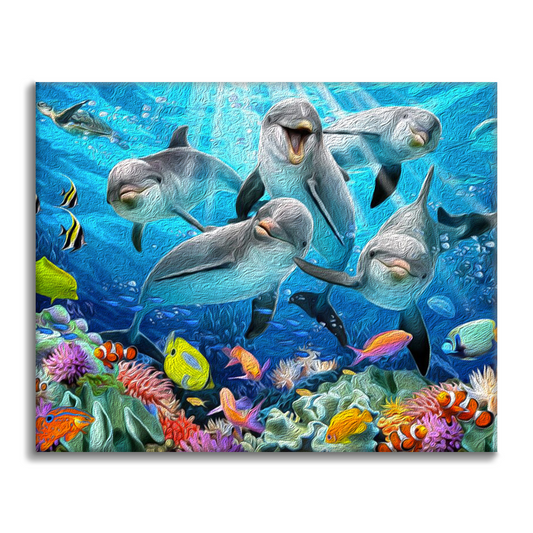 Delfines en el arrecife de coral – pintar por números