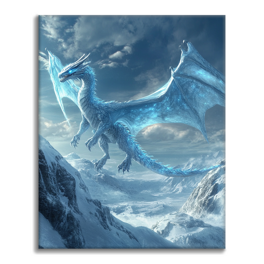 Dragón de hielo ártico en vuelo – Pintar por números