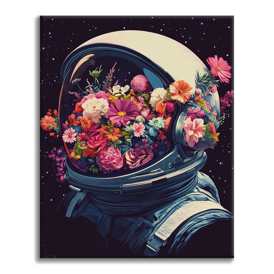 Casco espacial lleno de flores - Pintura por números