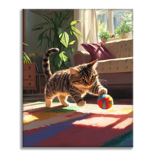 Gato y bola de colores – pintar por números