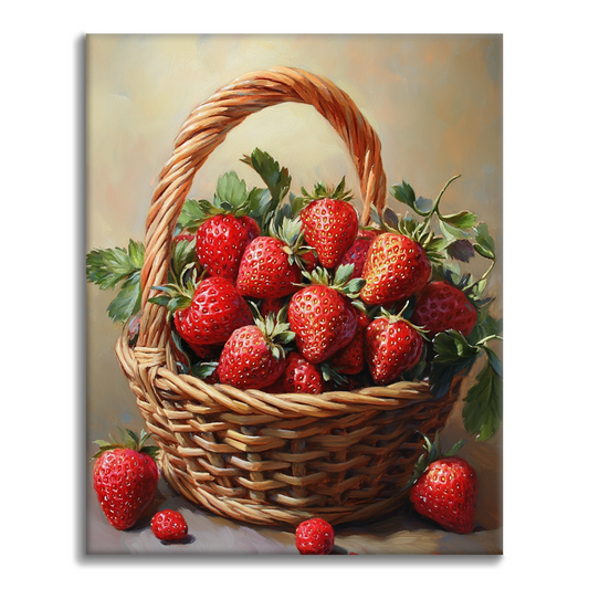 Cesta con deliciosas fresas – pintar por números