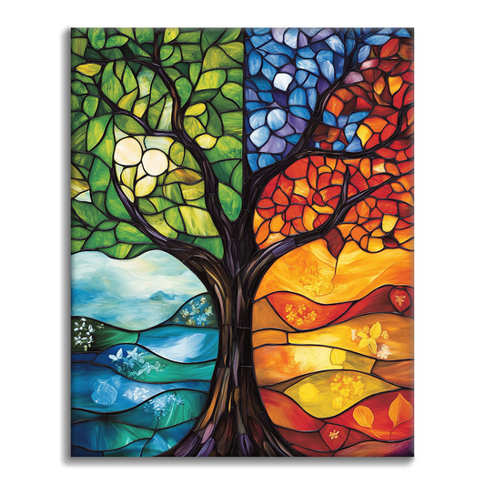 Árbol de las cuatro estaciones – Pintar por números