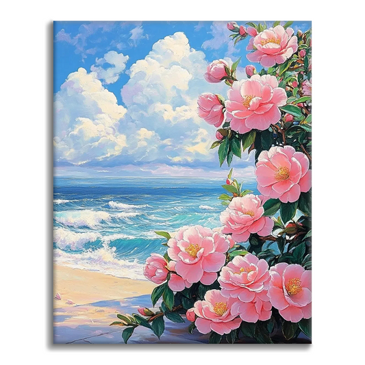 Camelia junto al mar – Pintura por números