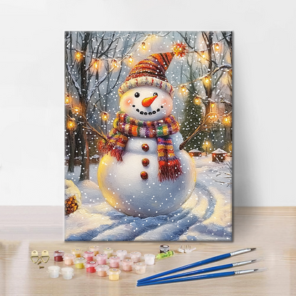 Muñeco de nieve festivo - Pintar por números