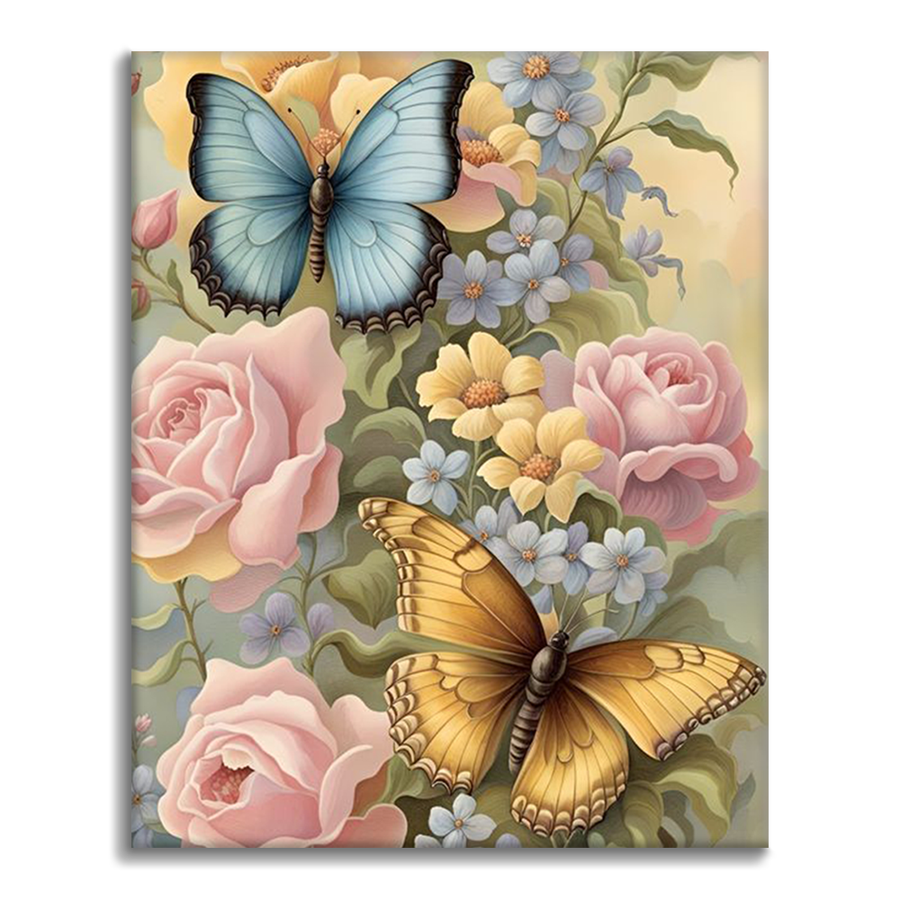 Flores Mariposas - Pintura por números