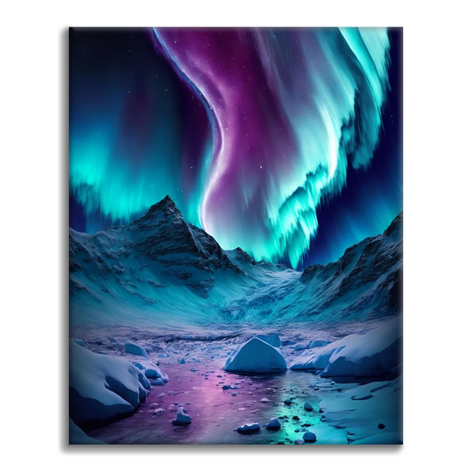 Aurora boreal azul – Pintura por números