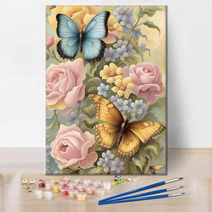 Flores Mariposas - Pintura por números