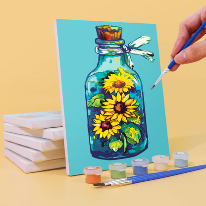 Botella y flores – pintar por números